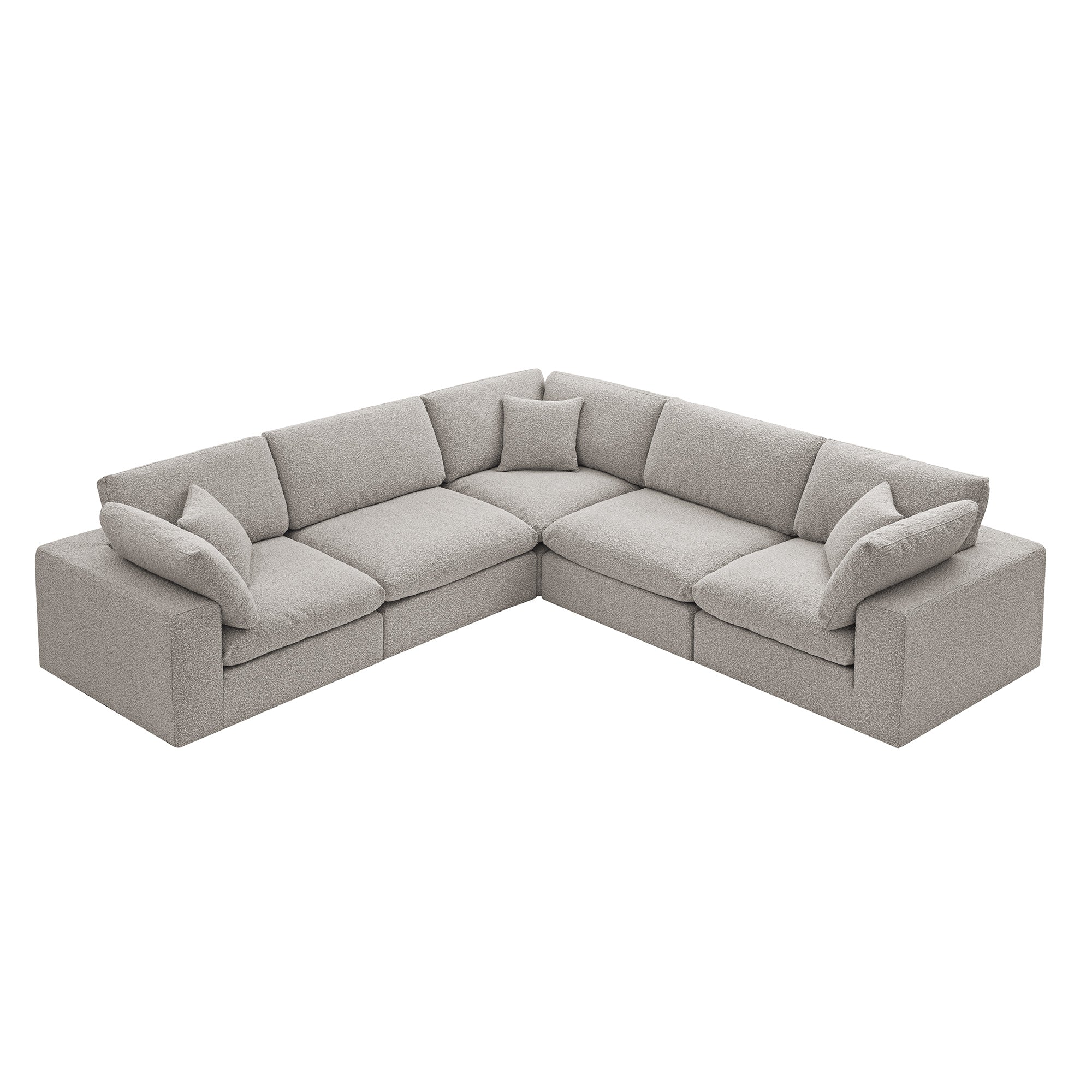 Lutyens Taupe Boucle Sectional Sofa, 5-Piece Corner Set