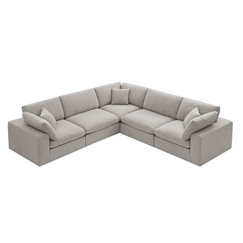 Lutyens Taupe Boucle Sectional Sofa, 5-Piece Corner Set