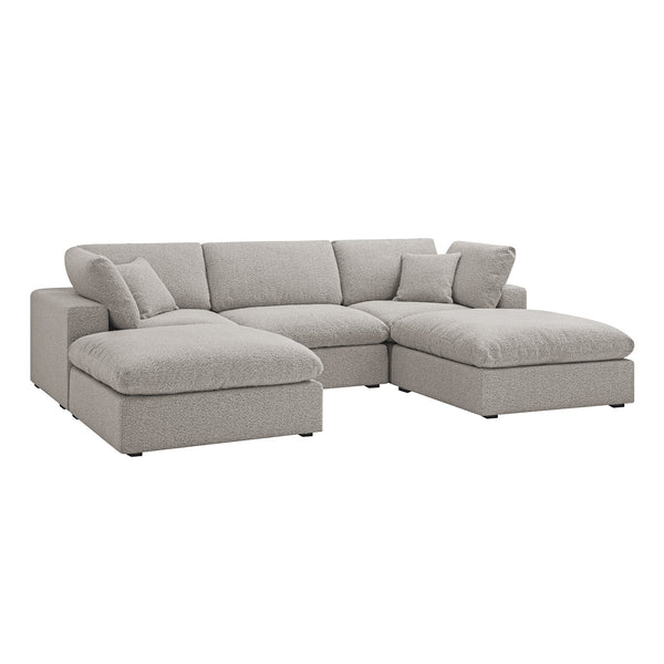 Lutyens Taupe Boucle Sectional Sofa, 5-Piece U-Shape Set