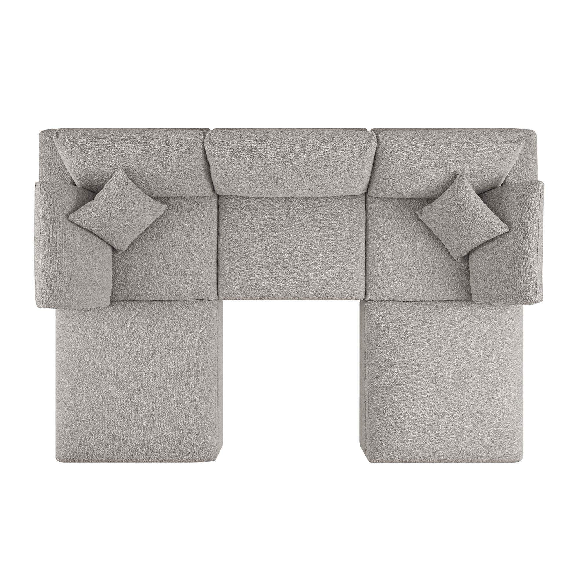 Lutyens Taupe Boucle Sectional Sofa, 5-Piece U-Shape Set