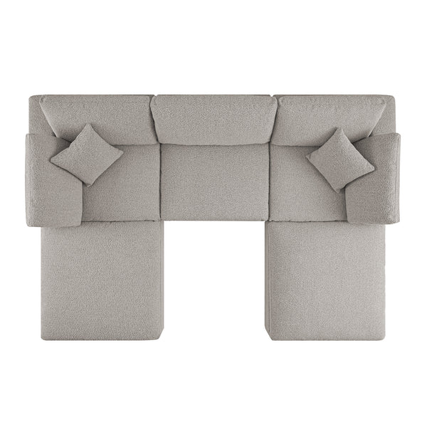 Lutyens Taupe Boucle Sectional Sofa, 5-Piece U-Shape Set