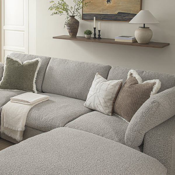Lutyens Taupe Boucle Sectional Sofa, 5-Piece U-Shape Set
