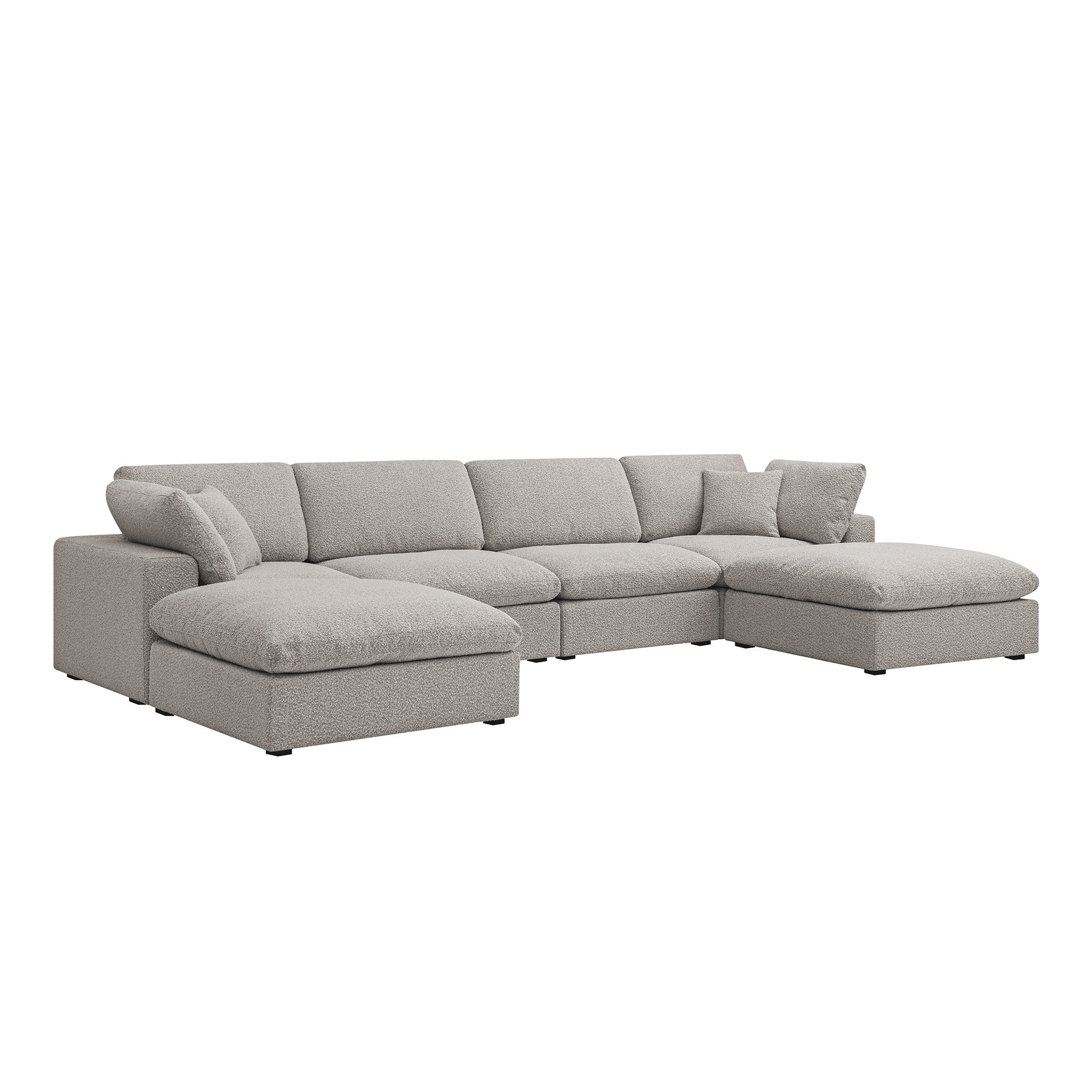 Lutyens Taupe Boucle Sectional Sofa, 6-Piece U-Shape Set
