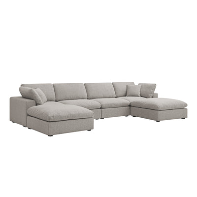 Lutyens Taupe Boucle Sectional Sofa, 6-Piece U-Shape Set