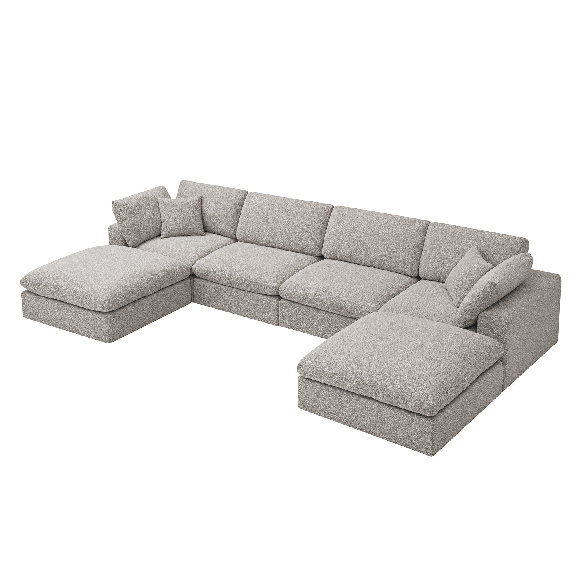 Lutyens Taupe Boucle Sectional Sofa, 6-Piece U-Shape Set