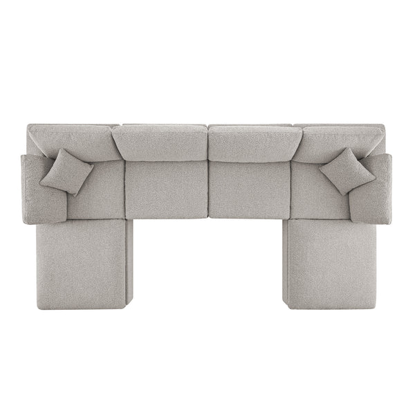 Lutyens Taupe Boucle Sectional Sofa, 6-Piece U-Shape Set