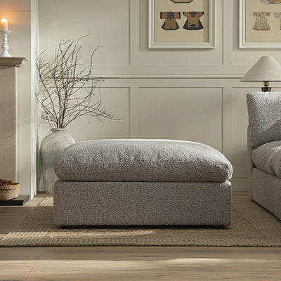 Lutyens Taupe Boucle Sectional Sofa, Stool