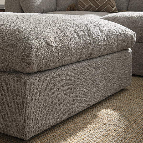 Lutyens Taupe Boucle Sectional Sofa, Stool