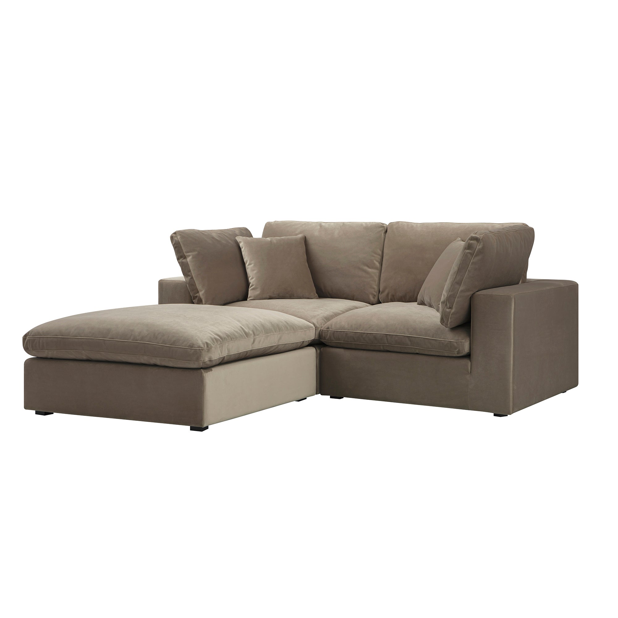 Lutyens Taupe Velvet Sectional Sofa, 2-Piece Chaise