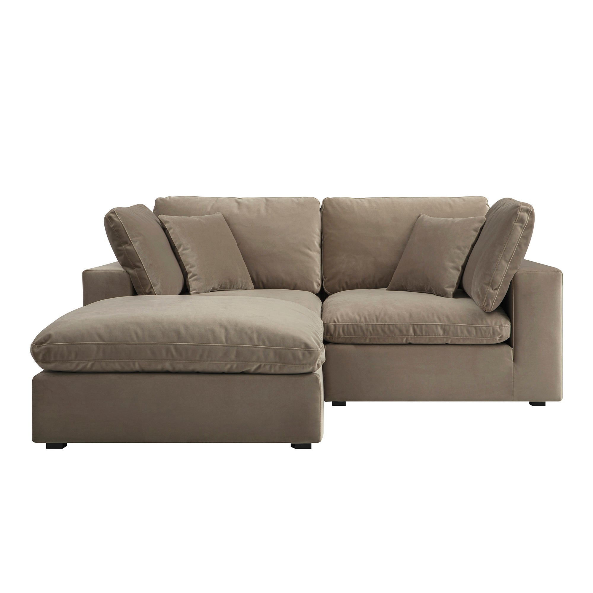 Lutyens Taupe Velvet Sectional Sofa, 2-Piece Chaise