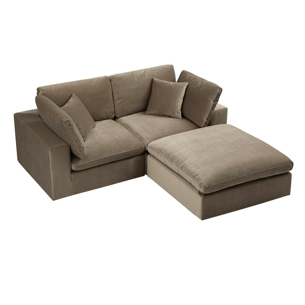 Lutyens Taupe Velvet Sectional Sofa, 2-Piece Chaise