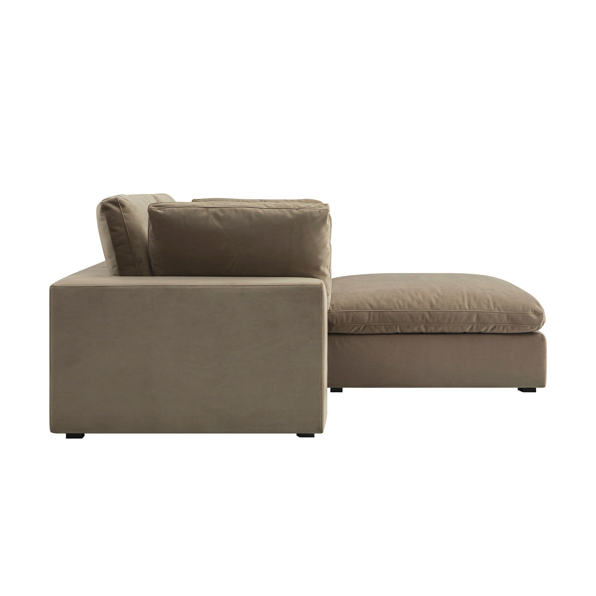 Lutyens Taupe Velvet Sectional Sofa, 2-Piece Chaise