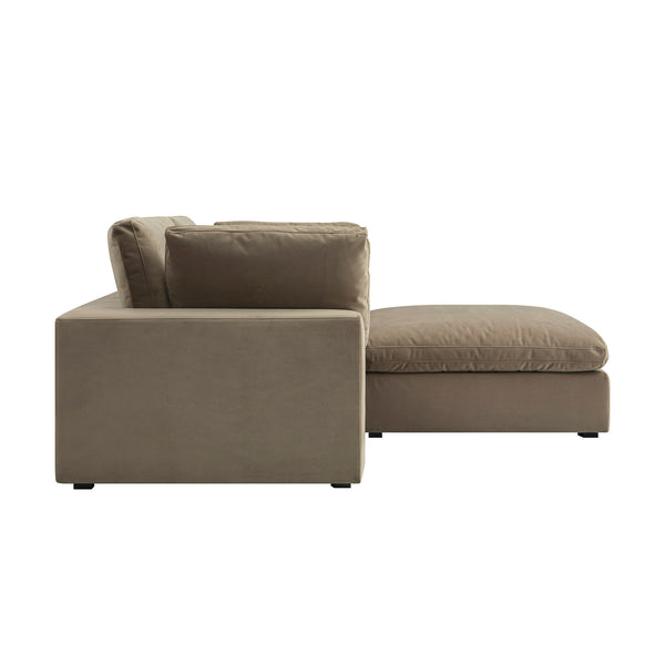 Lutyens Taupe Velvet Sectional Sofa, 2-Piece Chaise