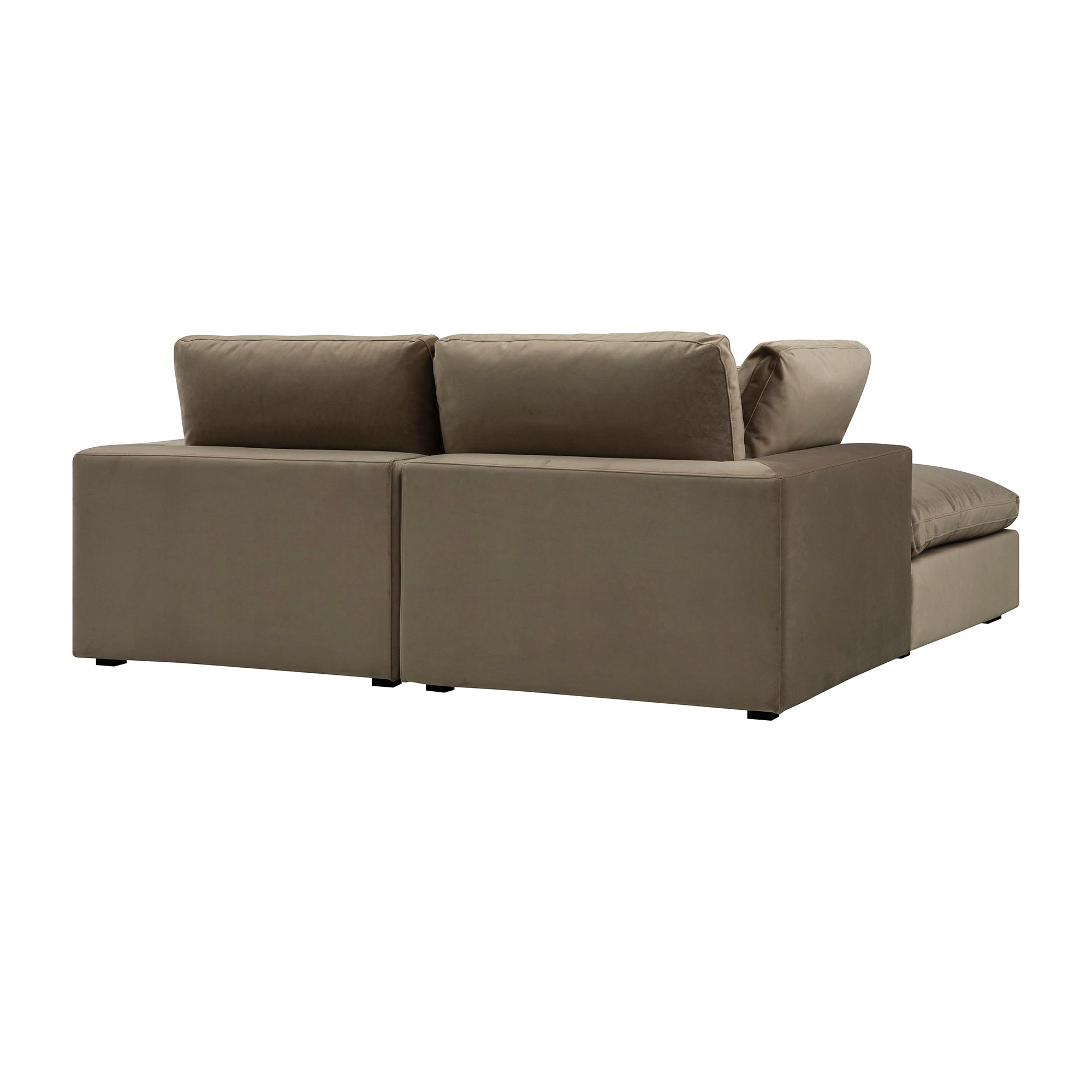 Lutyens Taupe Velvet Sectional Sofa, 2-Piece Chaise