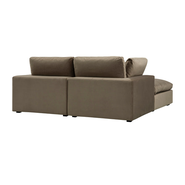 Lutyens Taupe Velvet Sectional Sofa, 2-Piece Chaise