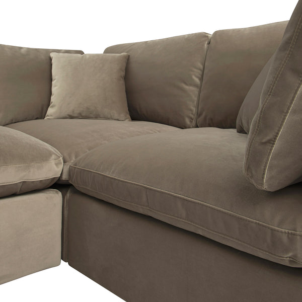 Lutyens Taupe Velvet Sectional Sofa, 2-Piece Chaise