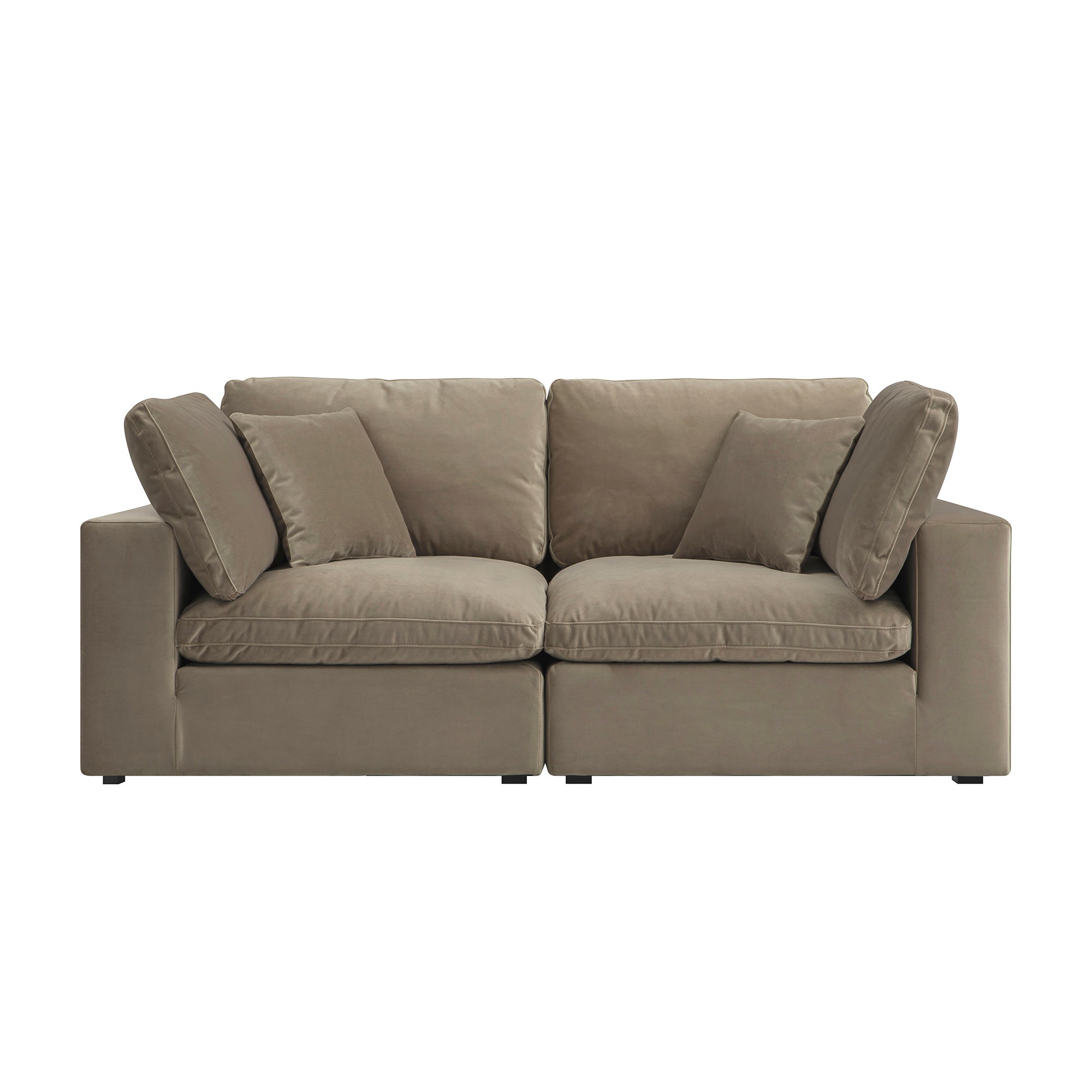 Lutyens Taupe Velvet Sectional Sofa, 2-Piece