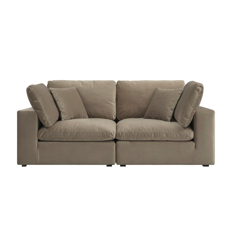 Lutyens Taupe Velvet Sectional Sofa, 2-Piece