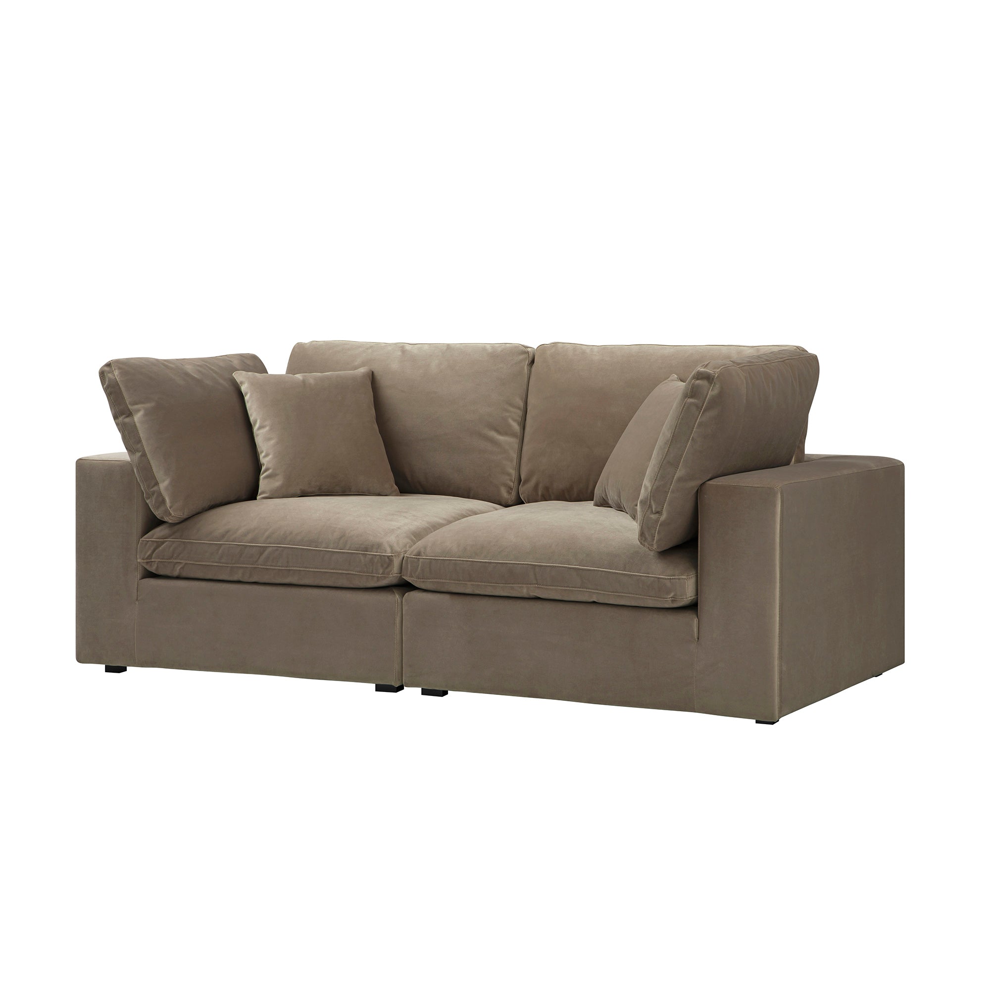 Lutyens Taupe Velvet Sectional Sofa, 2-Piece
