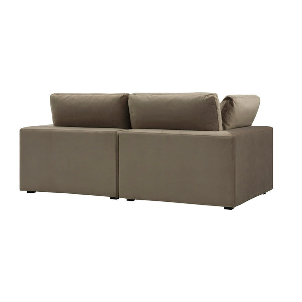 Lutyens Taupe Velvet Sectional Sofa, 2-Piece