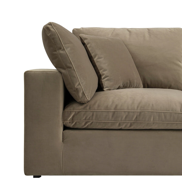 Lutyens Taupe Velvet Sectional Sofa, 2-Piece