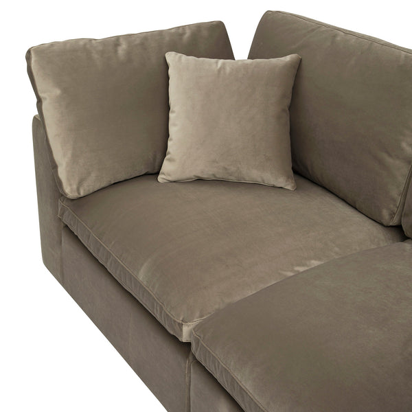Lutyens Taupe Velvet Sectional Sofa, 2-Piece