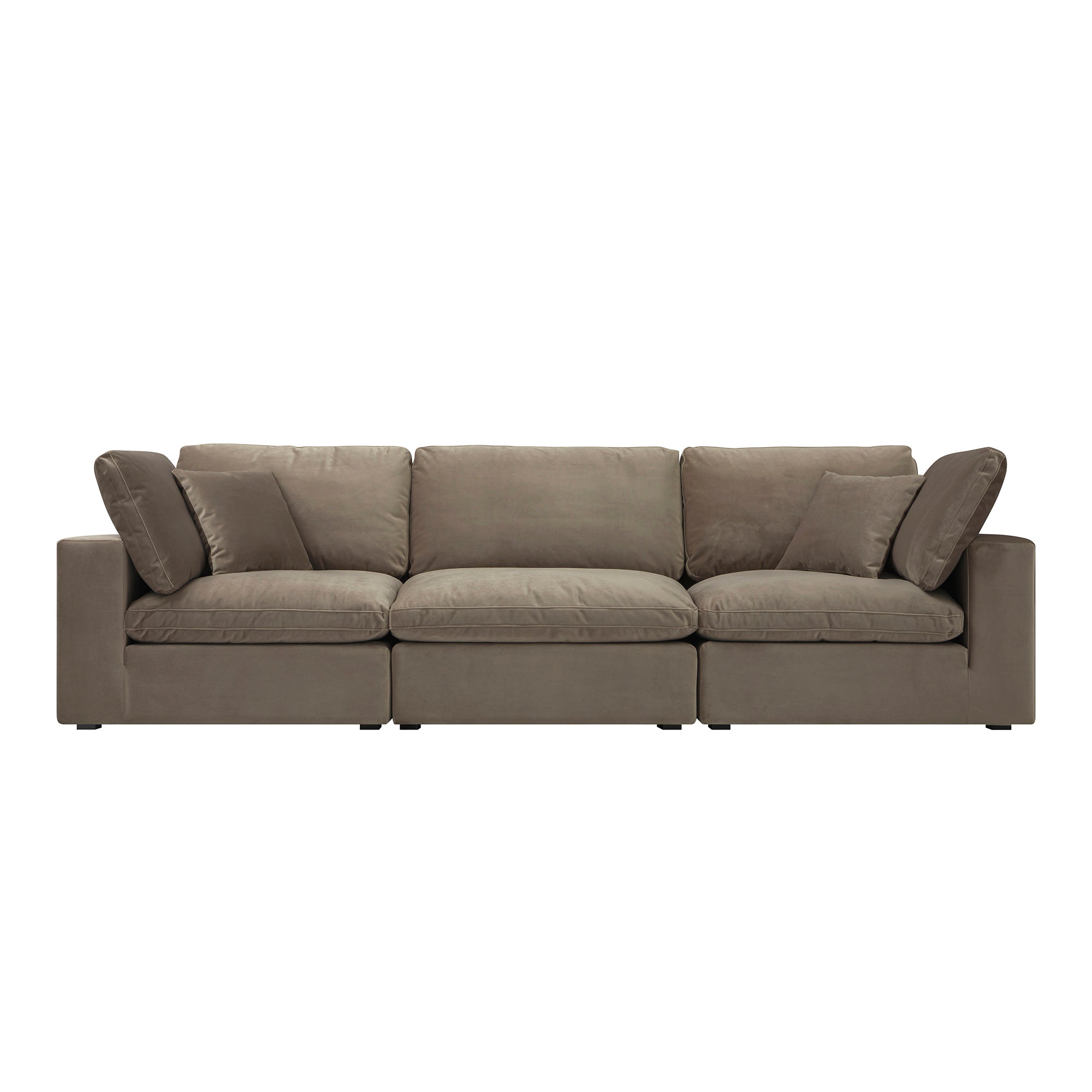 Lutyens Taupe Velvet Sectional Sofa, 3-Piece