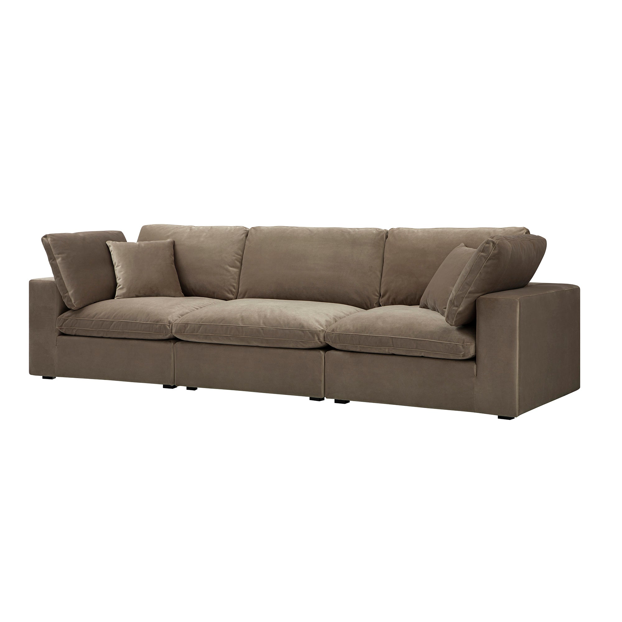 Lutyens Taupe Velvet Sectional Sofa, 3-Piece