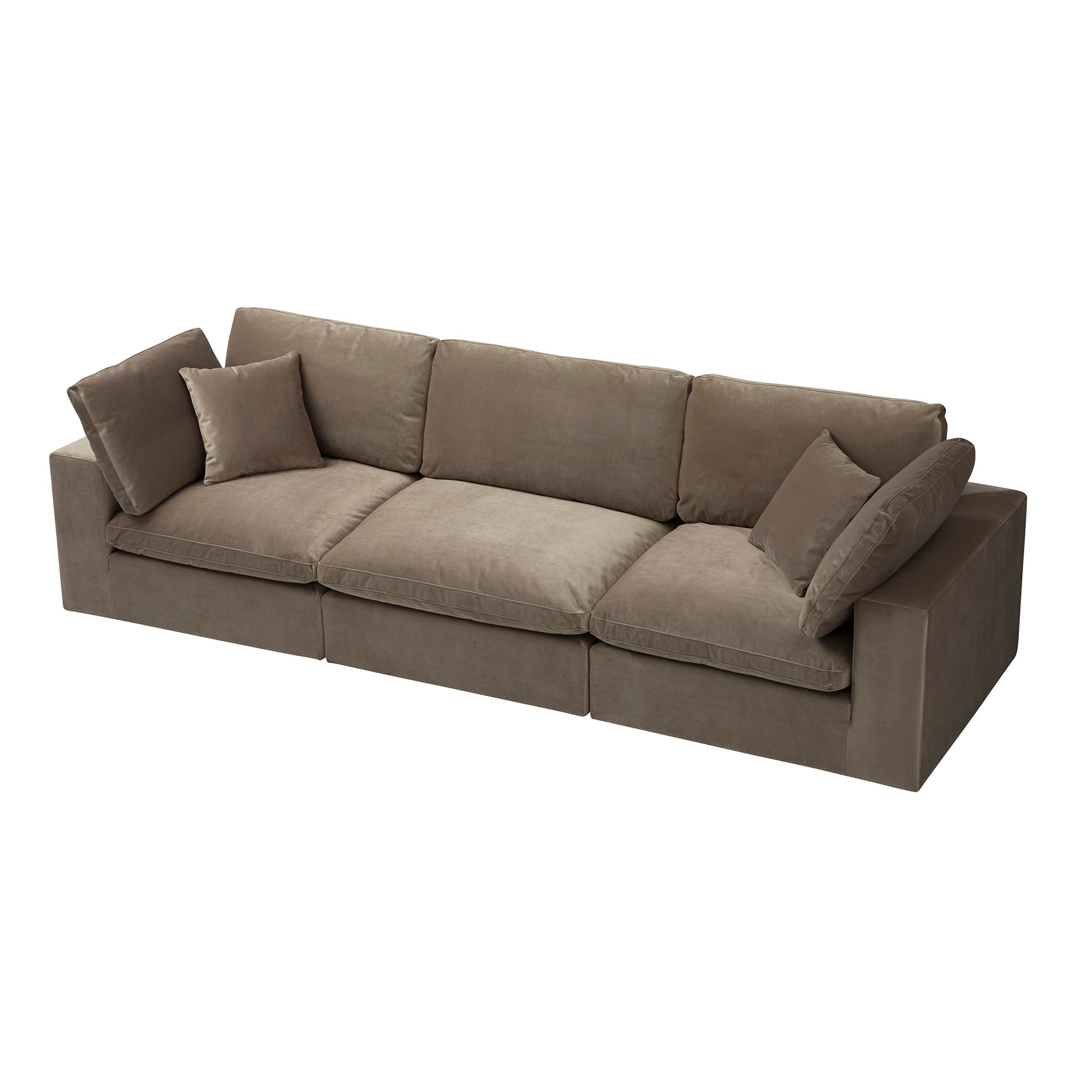 Lutyens Taupe Velvet Sectional Sofa, 3-Piece