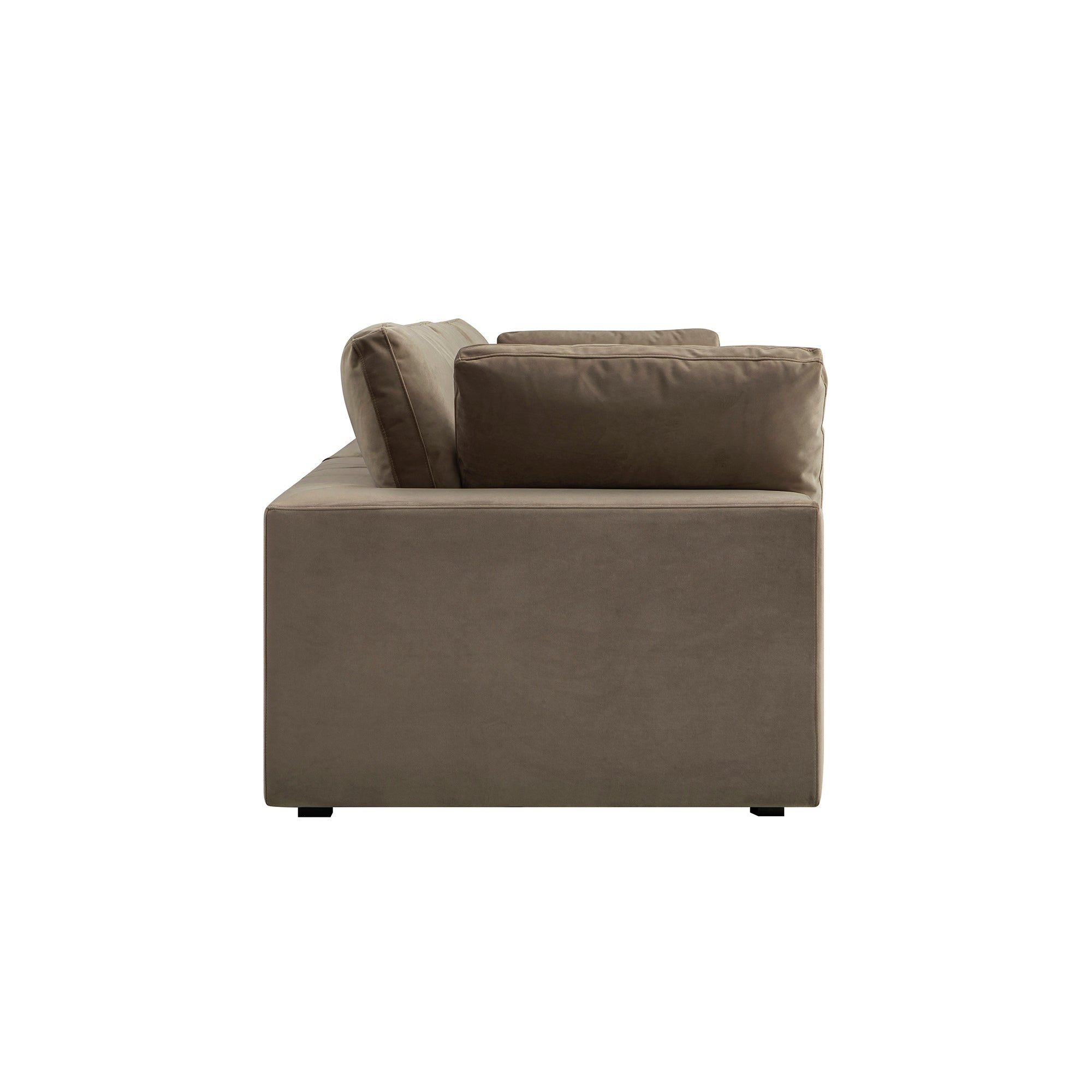 Lutyens Taupe Velvet Sectional Sofa, 3-Piece
