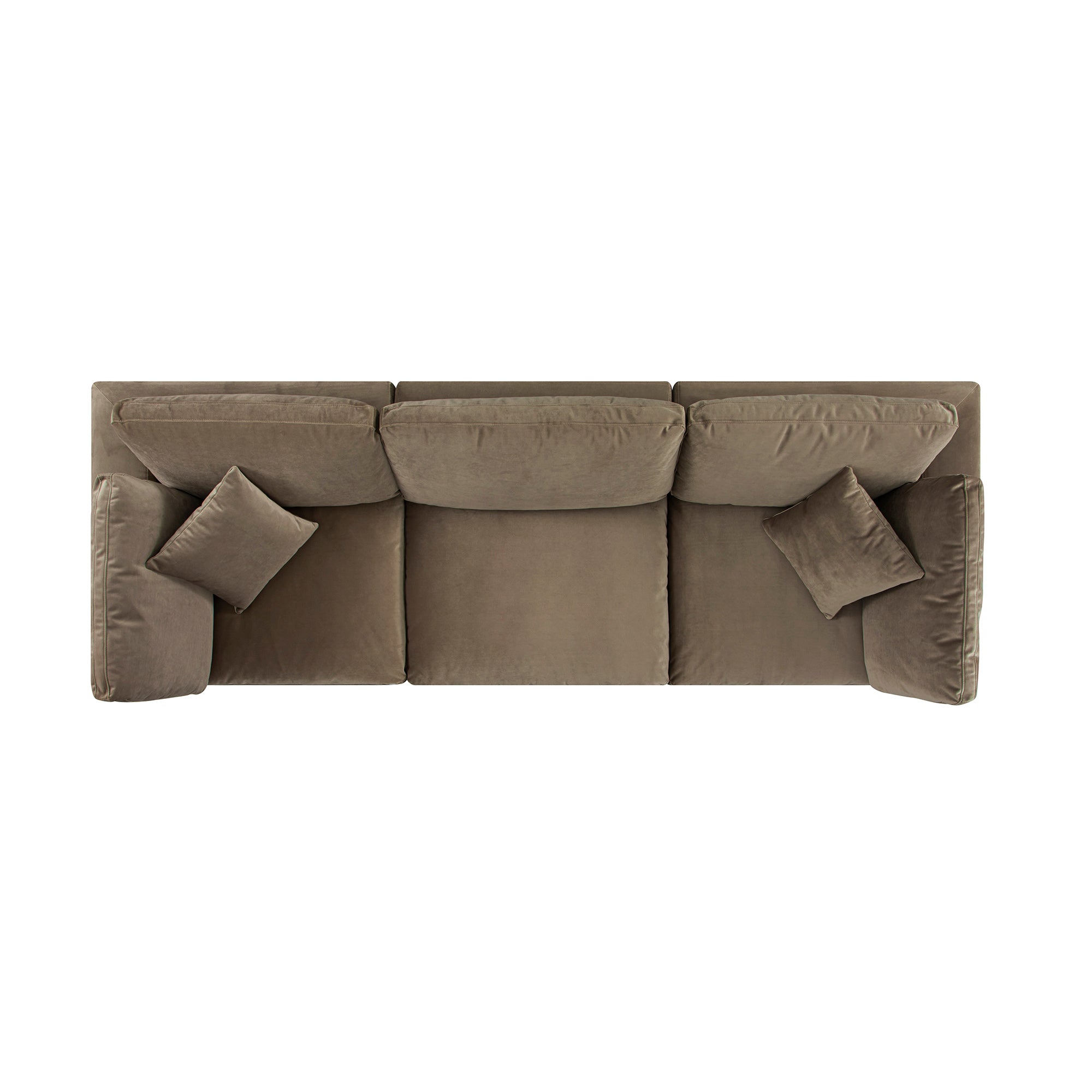 Lutyens Taupe Velvet Sectional Sofa, 3-Piece