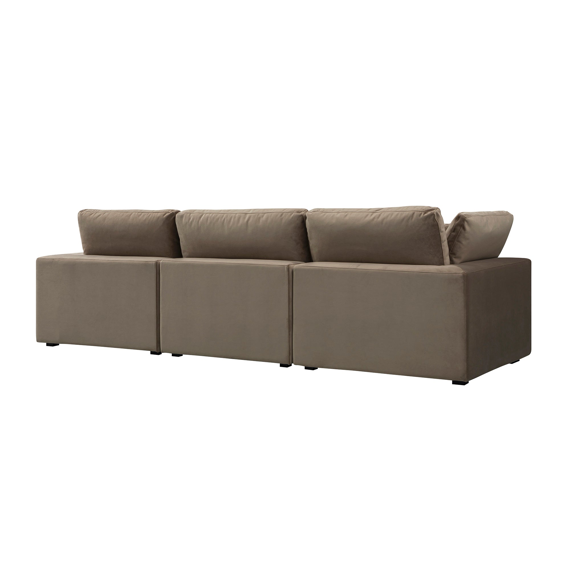 Lutyens Taupe Velvet Sectional Sofa, 3-Piece