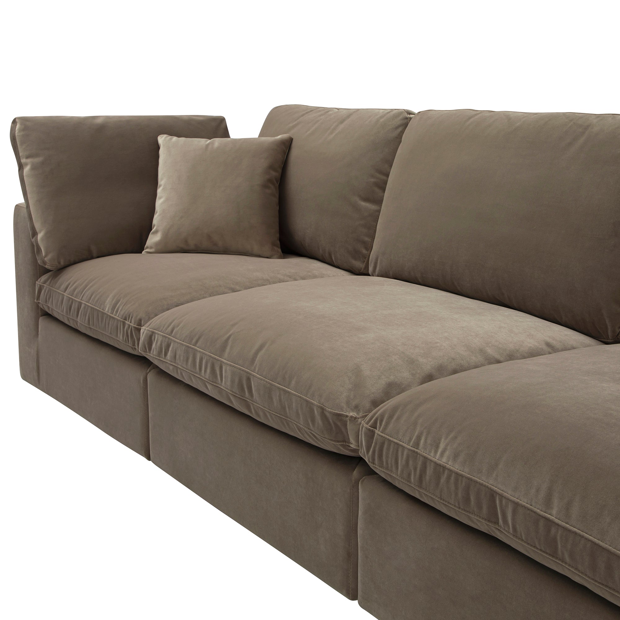 Lutyens Taupe Velvet Sectional Sofa, 3-Piece