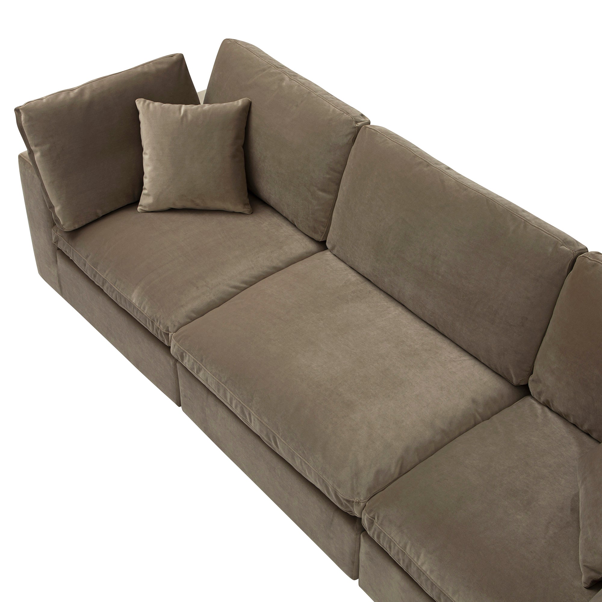 Lutyens Taupe Velvet Sectional Sofa, 3-Piece