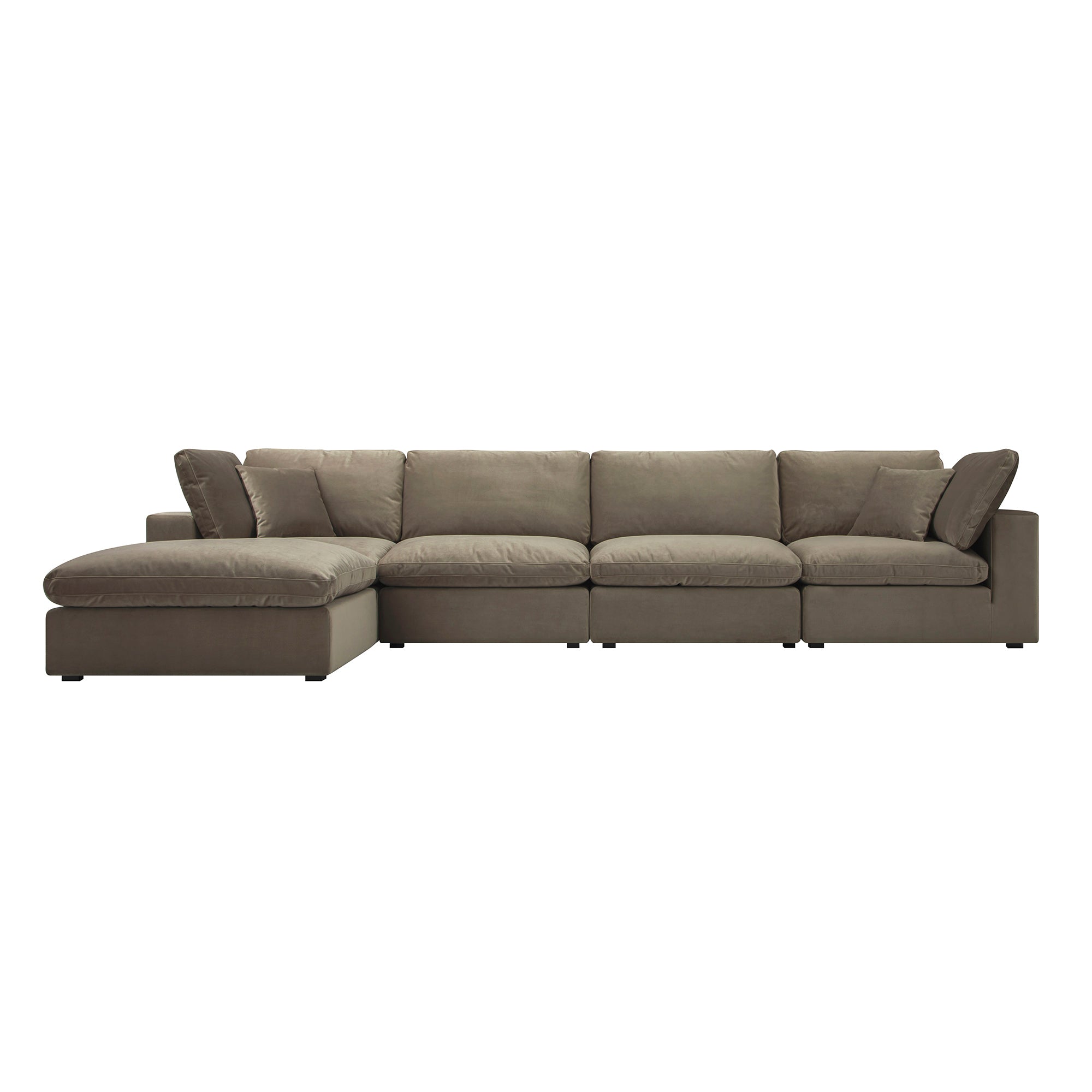 Lutyens Taupe Velvet Sectional Sofa, 4-Piece Chaise