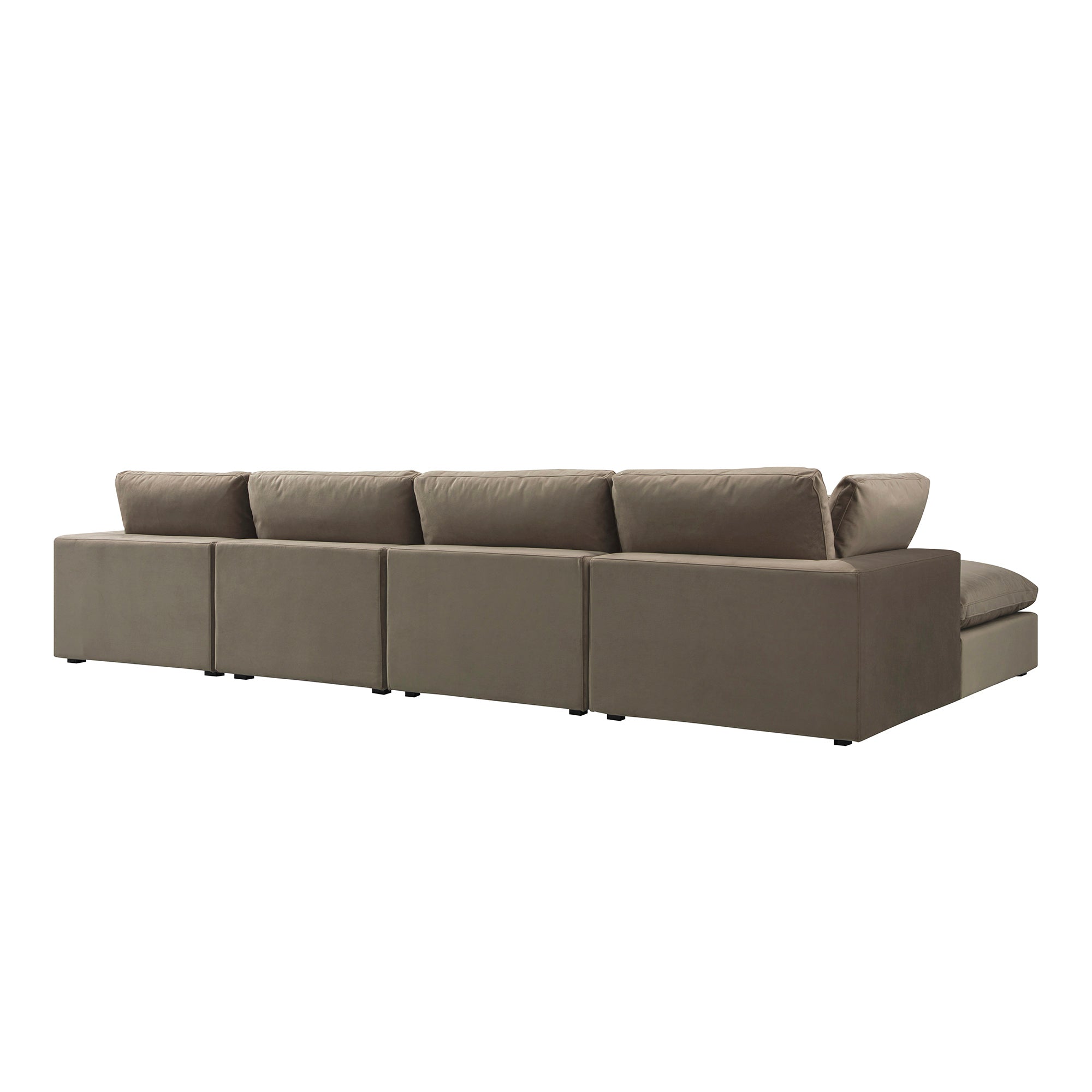 Lutyens Taupe Velvet Sectional Sofa, 4-Piece Chaise