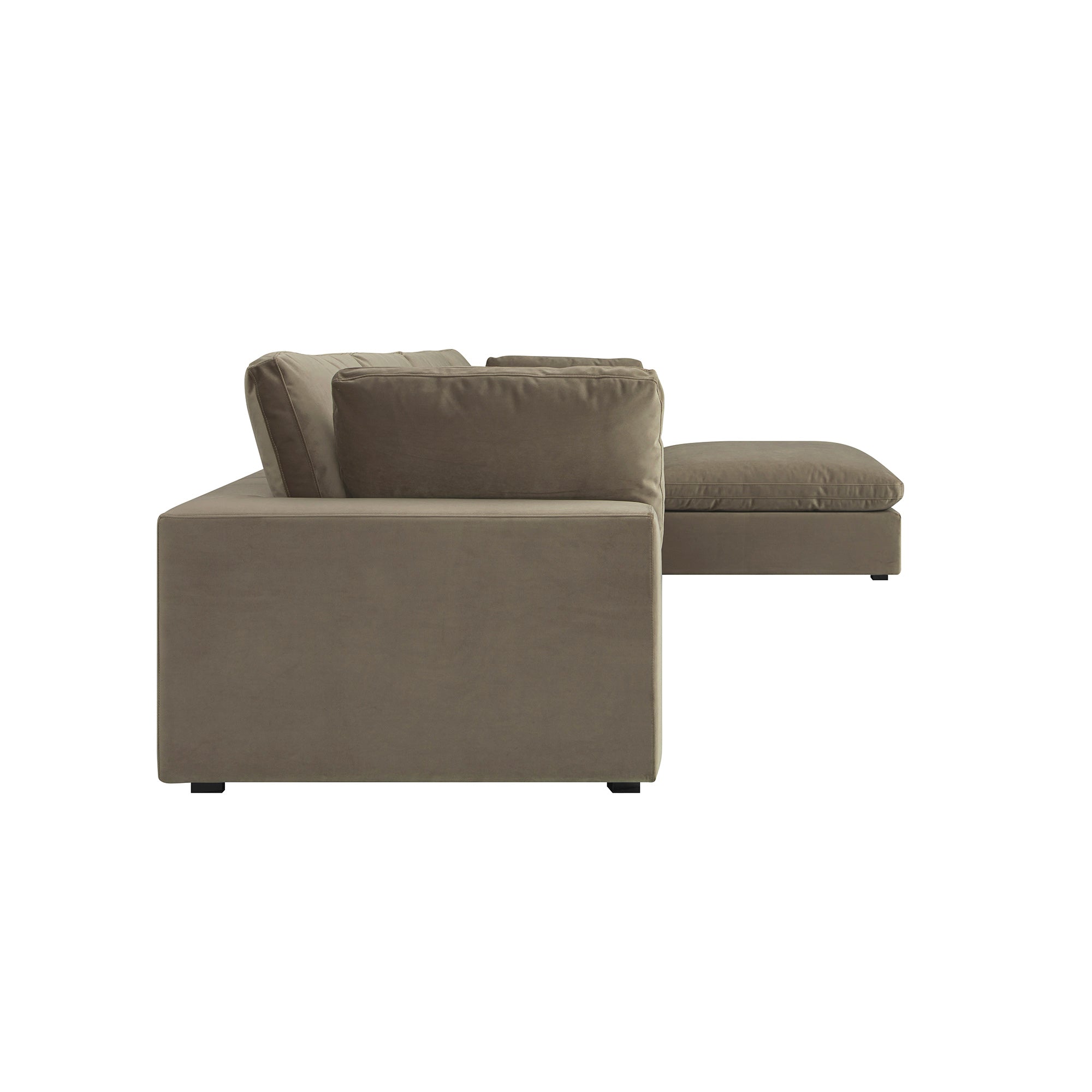 Lutyens Taupe Velvet Sectional Sofa, 4-Piece Chaise