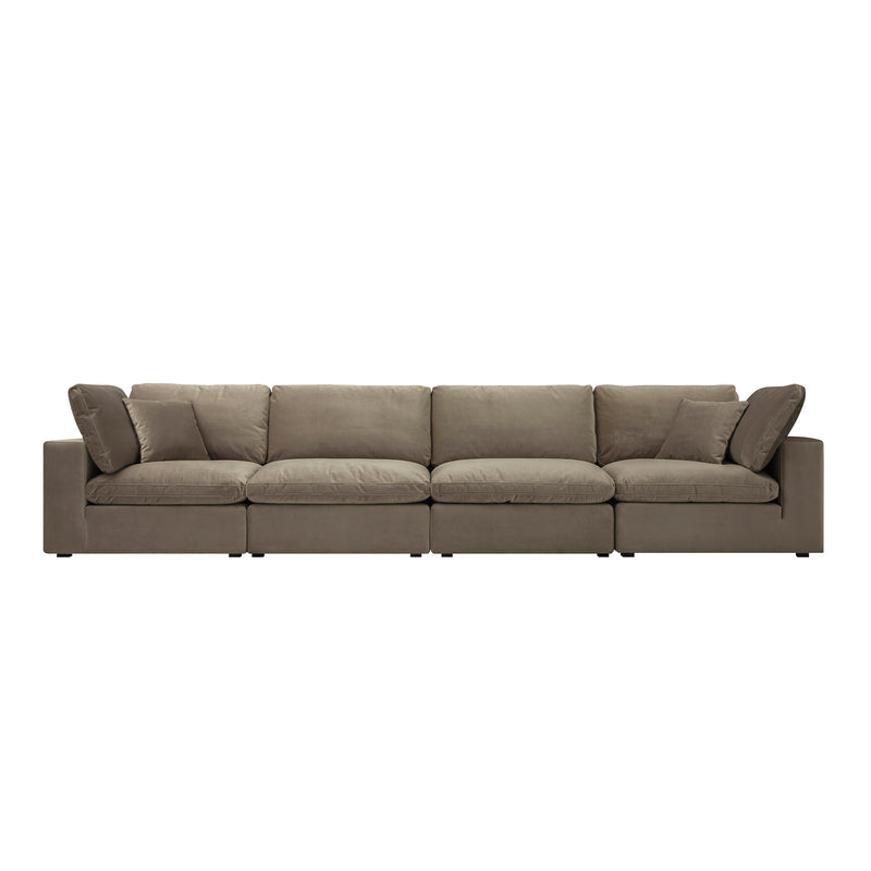 Lutyens Taupe Velvet Sectional Sofa, 4-Piece