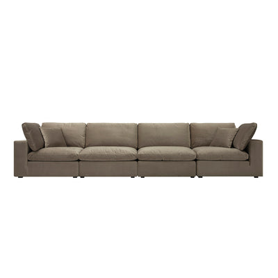 Lutyens Taupe Velvet Sectional Sofa, 4-Piece