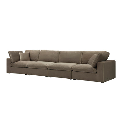 Lutyens Taupe Velvet Sectional Sofa, 4-Piece