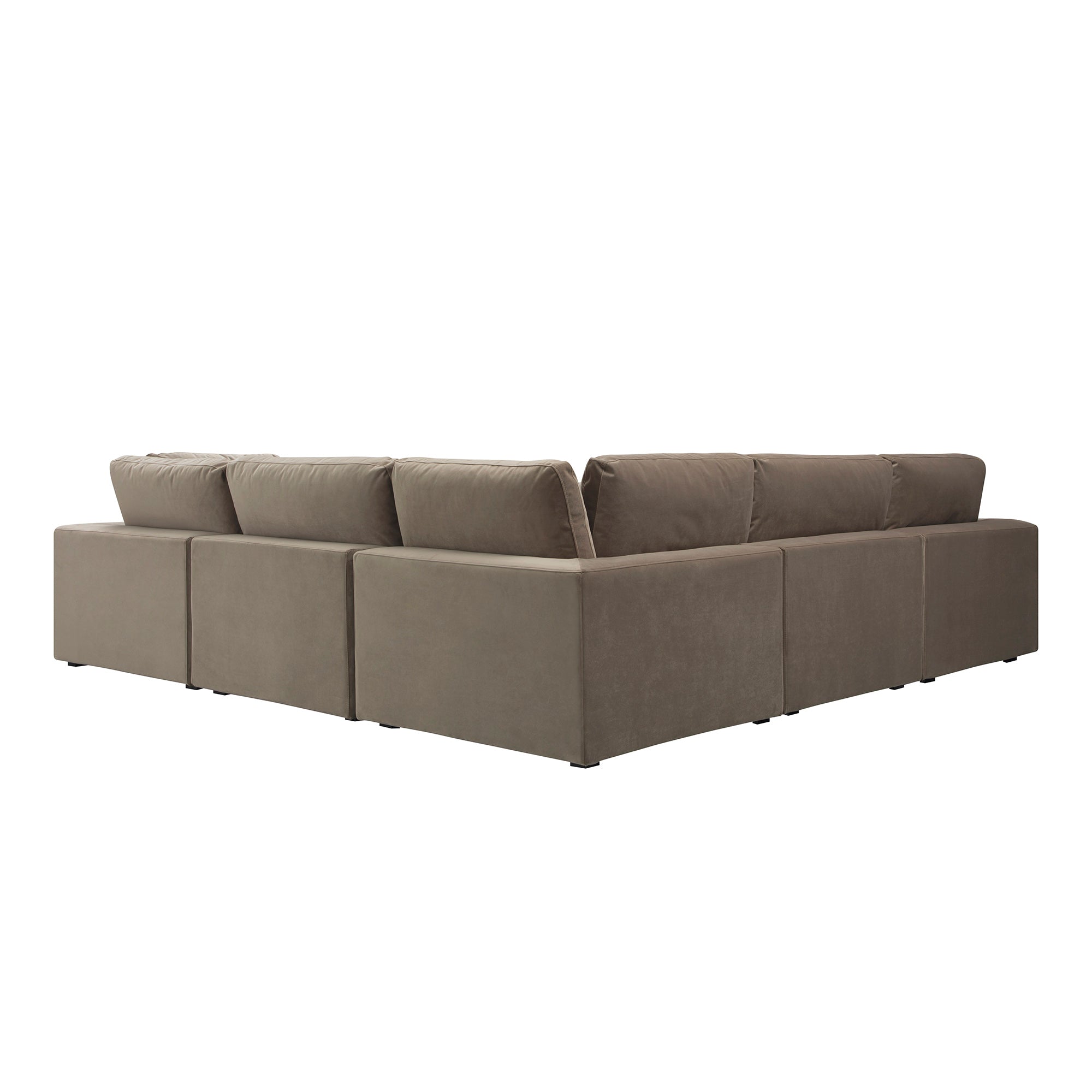 Lutyens Taupe Velvet Sectional Sofa, 5-Piece Corner Set