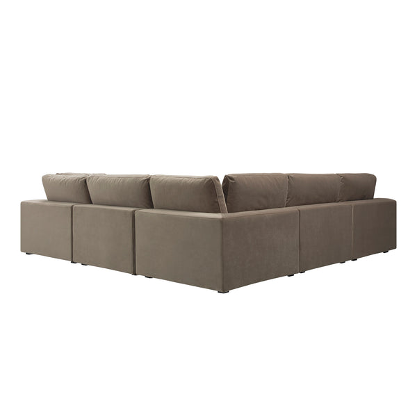 Lutyens Taupe Velvet Sectional Sofa, 5-Piece Corner Set