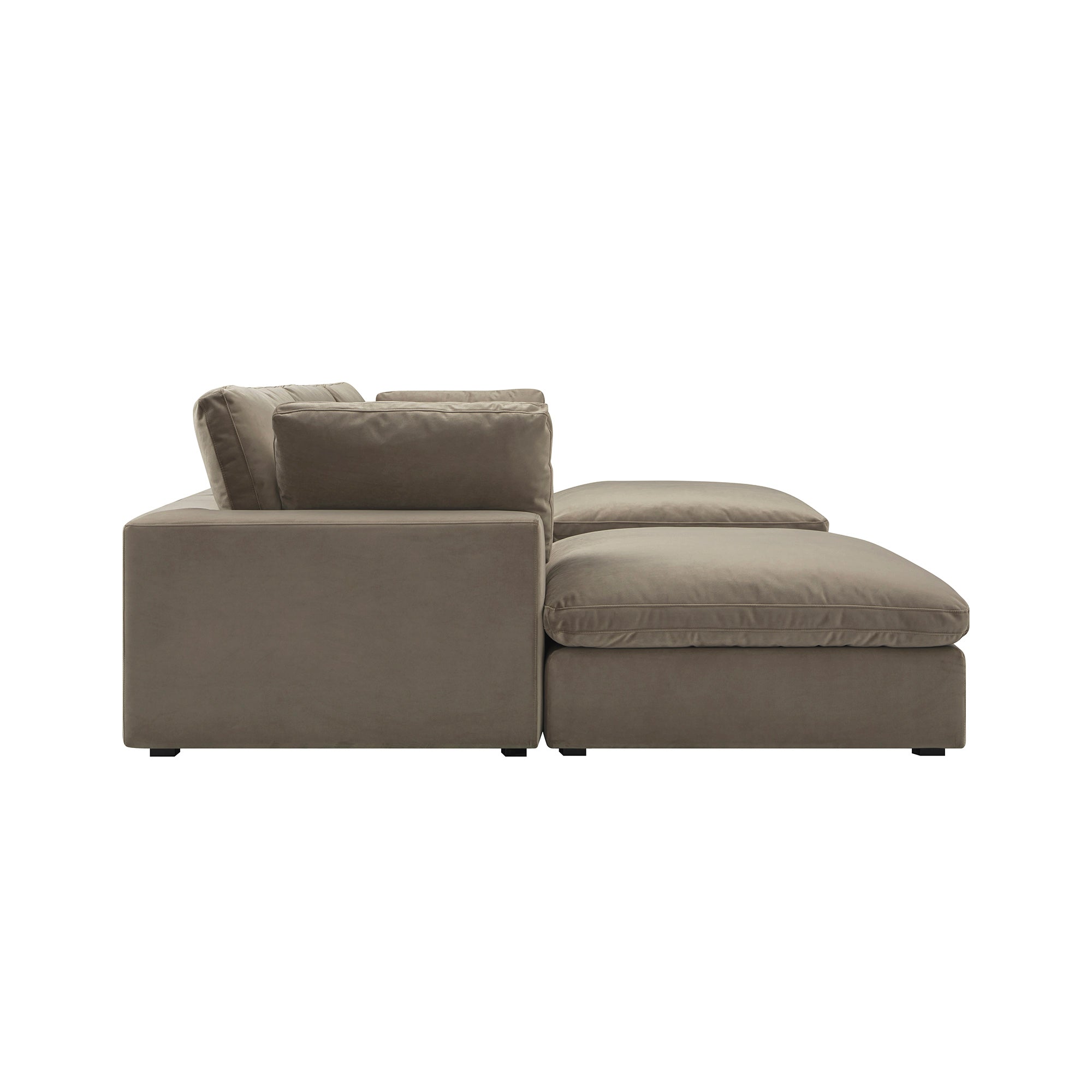Lutyens Taupe Velvet Sectional Sofa, 5-Piece U-Shape Set