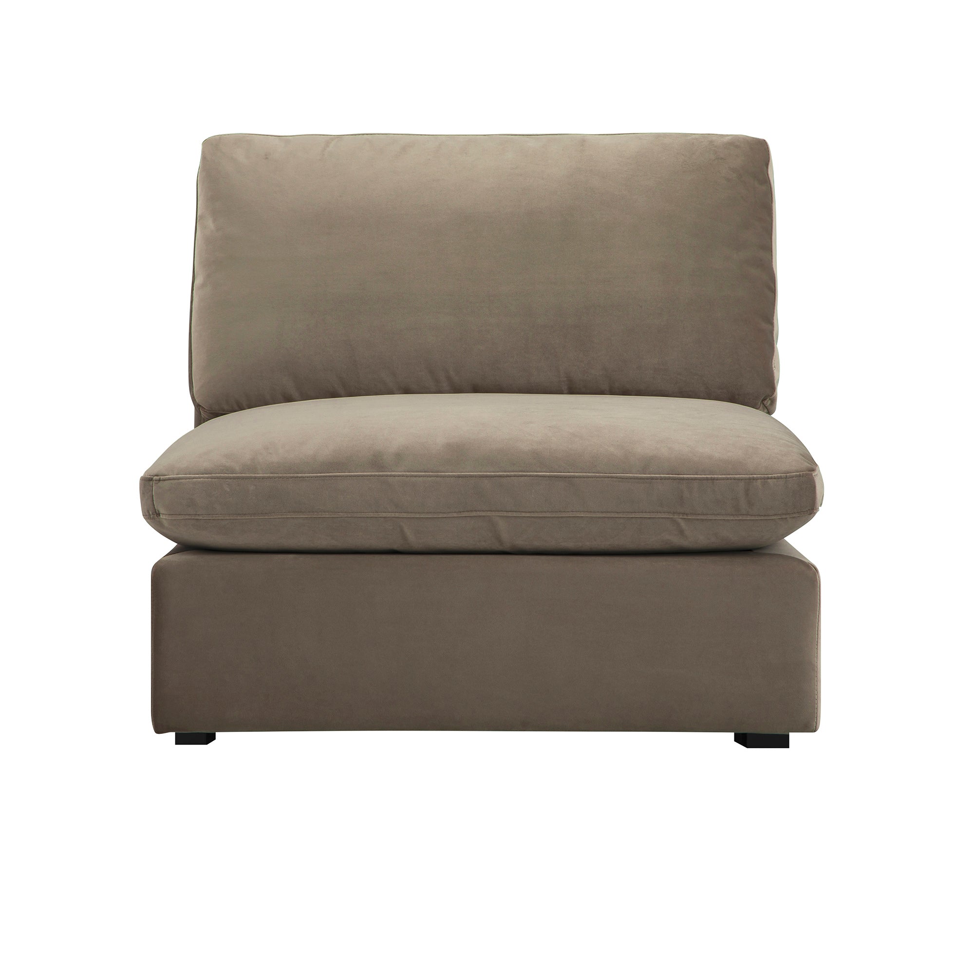 Lutyens Taupe Velvet Sectional Sofa, Armless Seat