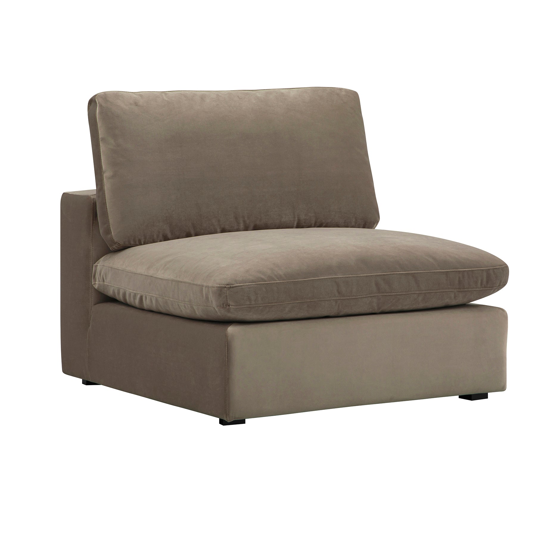 Lutyens Taupe Velvet Sectional Sofa, Armless Seat