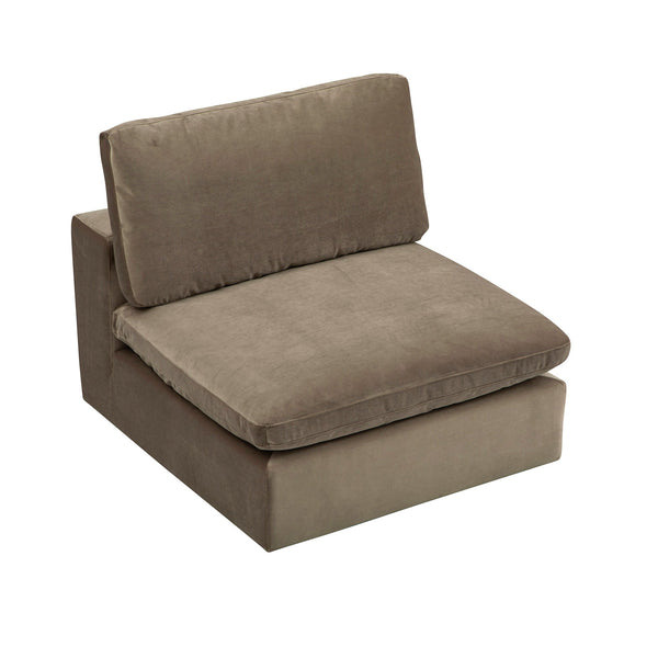 Lutyens Taupe Velvet Sectional Sofa, Armless Seat