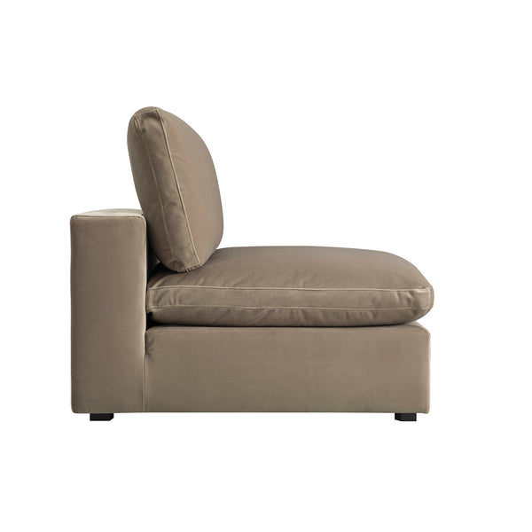 Lutyens Taupe Velvet Sectional Sofa, Armless Seat