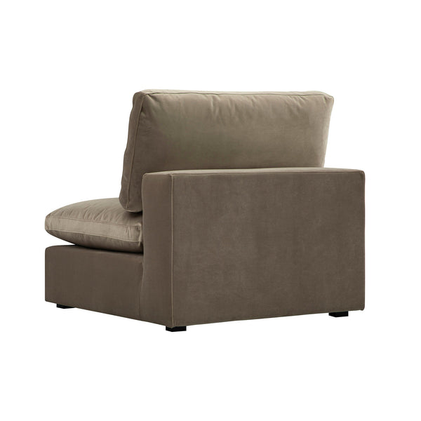Lutyens Taupe Velvet Sectional Sofa, Armless Seat