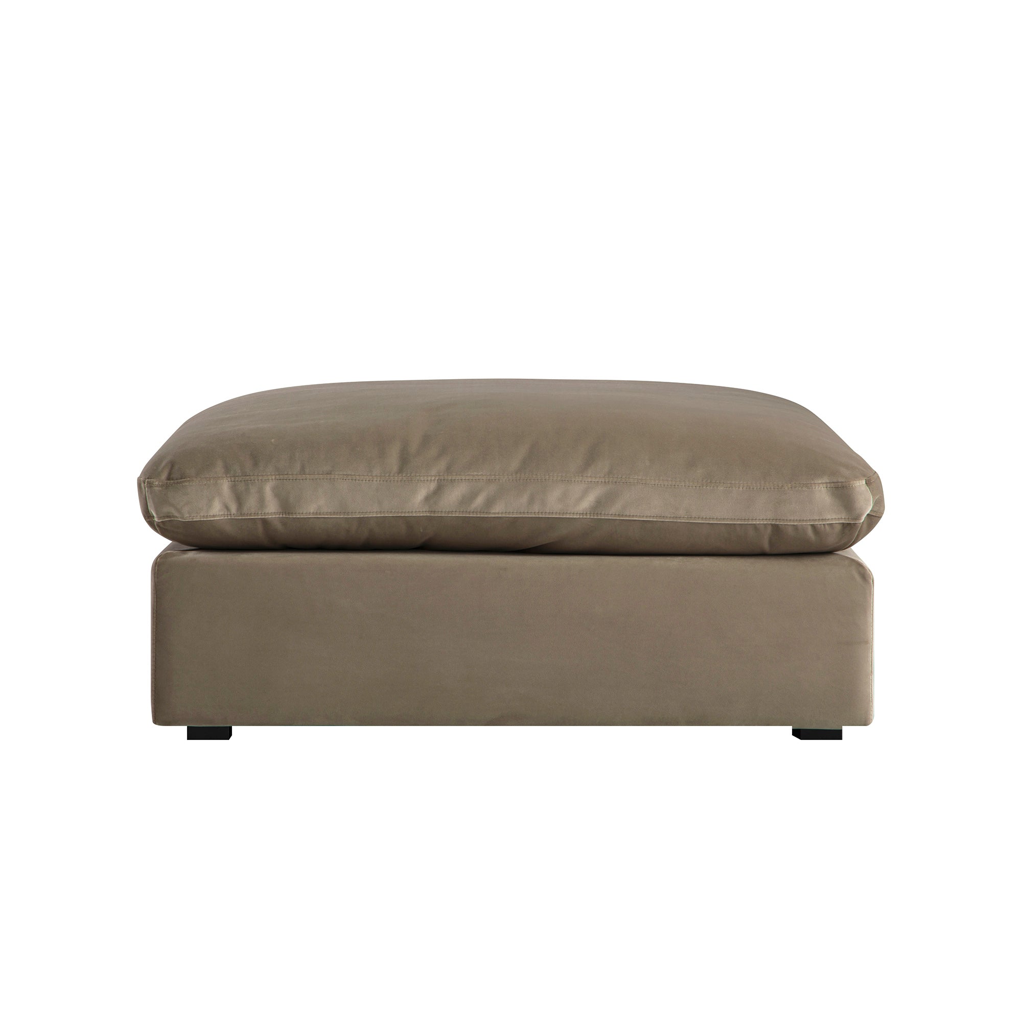Lutyens Taupe Velvet Sectional Sofa, Stool