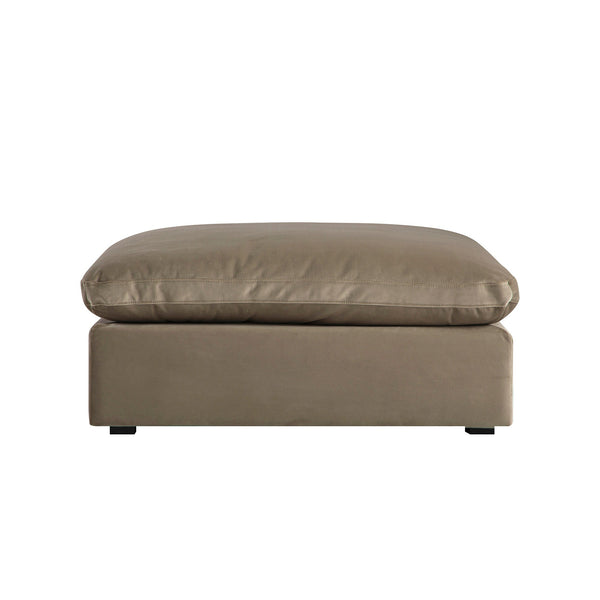 Lutyens Taupe Velvet Sectional Sofa, Stool